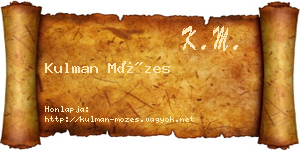 Kulman Mózes névjegykártya
